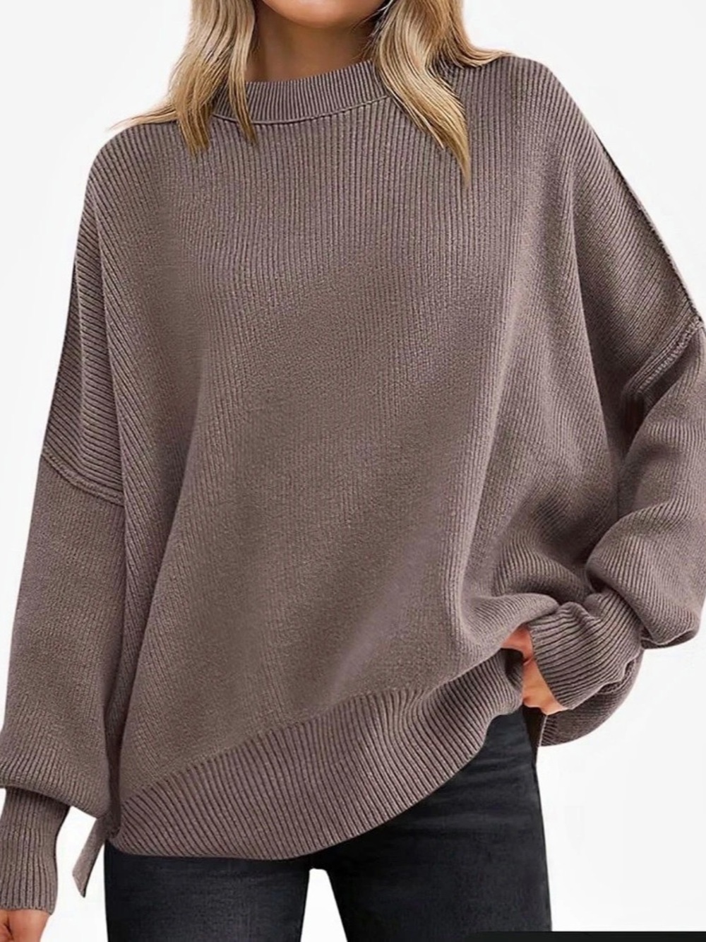 Oversized Ribbed Sweater in mauve Size XL Like New